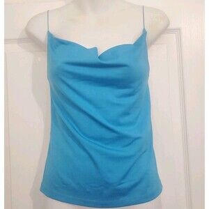 Vintage Y2K Necesarry Objects Open Criss Cross Back Straps Top Blue Sz Small